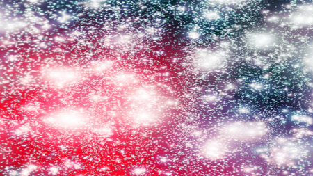 Christmas background with snowflakes Snow and stars Sparkling Glittering Glow Shiny Bokeh Lights...
