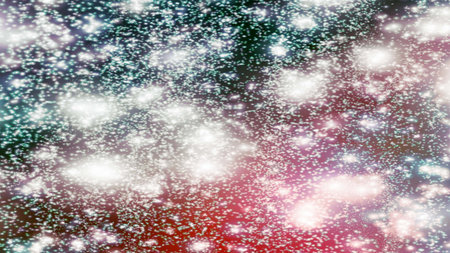 Christmas background with snowflakes Snow and stars Sparkling Glittering Glow Shiny Bokeh Lights...