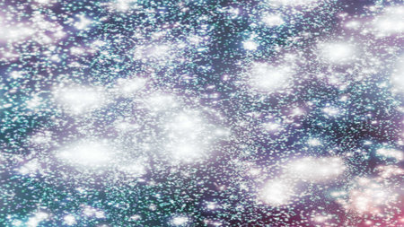 Christmas background with snowflakes Snow and stars Sparkling Glittering Glow Shiny Bokeh Lights...