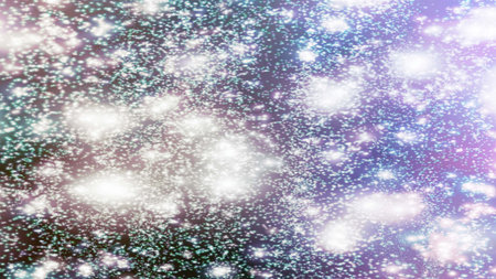 Christmas background with snowflakes Snow and stars Sparkling Glittering Glow Shiny Bokeh Lights...
