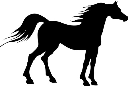 Vector illustration of a black horse silhouetteのイラスト素材