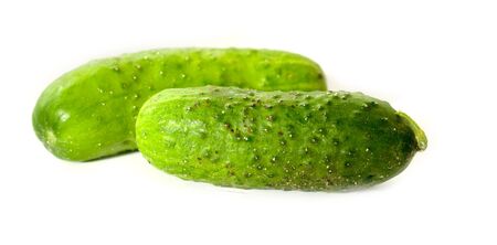 One pair of green cucumbers.の写真素材