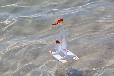 Toy ship in a sea