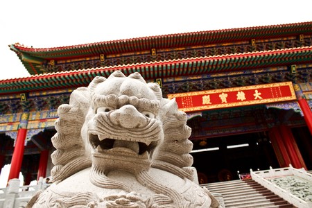 Lion in the Chinese temple, Thailand.の写真素材