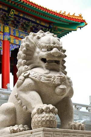 Lion in the Chinese temple, Thailand.の写真素材