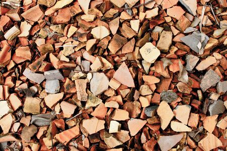 Texture from the small pieces of broken potteryの写真素材