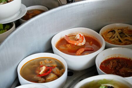 Thai foods - focus on shrimp in Kaeng Som(Hot-and-sour-curry)の写真素材