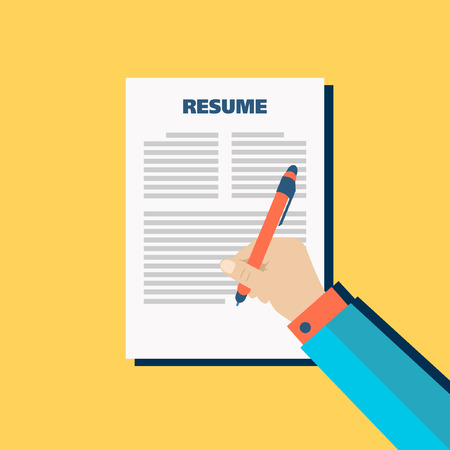 Business yellow background with resume, vectorのイラスト素材