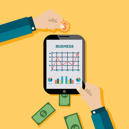 Flat design concepts for business on yellow background.のイラスト素材