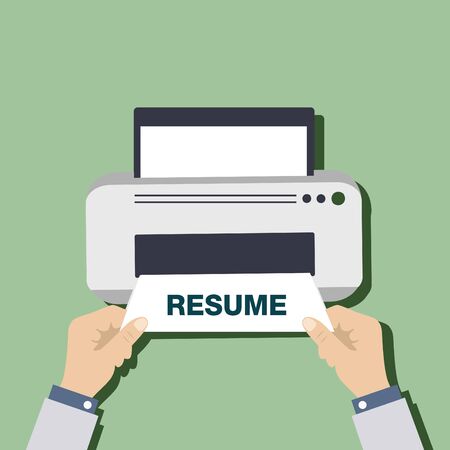 printing resume on green background.のイラスト素材