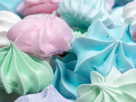 Close-up view of mini meringue cookiesの写真素材