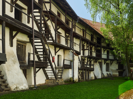 Hive dwellings, fortified church in Prejmer, Romaniaのeditorial素材