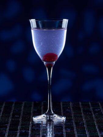 Aviation cocktail on blue backgroundの写真素材