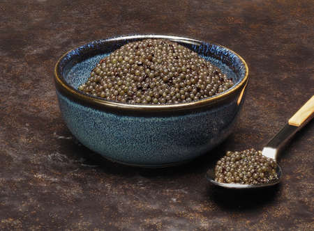 Black lumpfish roe - eggs of lumpfish colored black to imitate caviarの写真素材