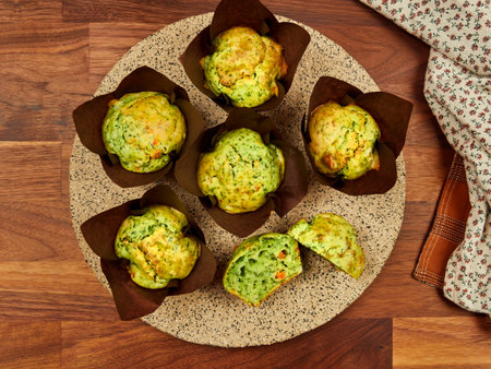 Vegetable muffins with zucchini, carrot and onionの写真素材