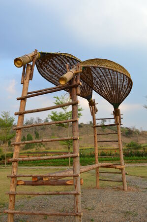 Hand made bamboo hutの写真素材