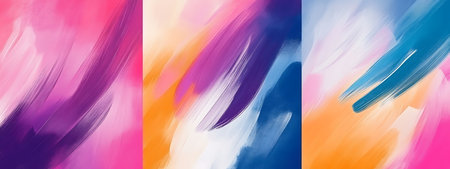A digital abstract painting with bright colors and brushstrokes. The left side features pink, purple...