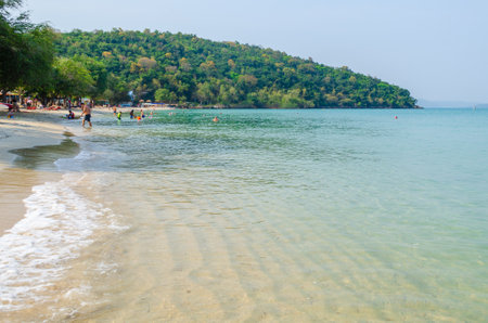 PATTAYA, Thailand - February 20, 2023: Rest on the shores of the Gulf of Thailand on a military beach in the vicinity of Pattaya. landscape with sea shoreのeditorial素材