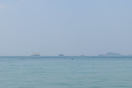 Views of the natural landscape, the beautiful tropical beach and the sea on a sunny day. Beach sea...
