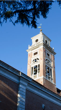 Fragments of architecture of houses on the streets of the tourist center in Pisa Italyの写真素材