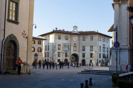 Pisa, Italy - February 2019: Tourists on the streets of Pisaのeditorial素材
