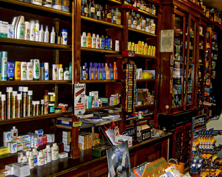 The interior of a drugstore in Amsterdam, Hollandのeditorial素材