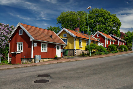 Picturesque residential houses in Falkping, Swedenのeditorial素材
