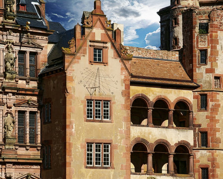 Sun clock at the Castle in Heidelberg, Germanyのeditorial素材