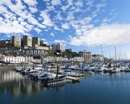 View of the seaside town of Torquay in Devon, Englandのeditorial素材
