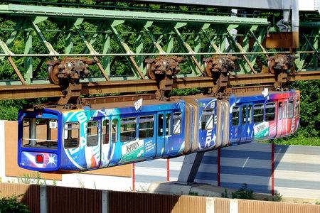 View of the Electric Elevated Railway in Wuppertal, Germanyのeditorial素材