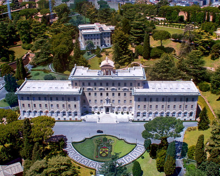 Aerial view of the Vatican Palace and Gardens - Rome, Italyのeditorial素材
