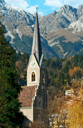 Tower of Saint Nicholas Church, Innsbruck, Austriaのeditorial素材