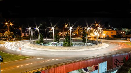 Light-extractors around a roundabout in the city of Innsbruckのeditorial素材