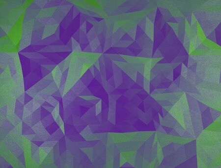 color polygonal illustration, green and violet triangles facet.