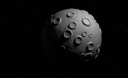 Asteroid with craters. Small planet in space.の写真素材