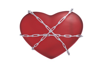 heart bounded with a chain 3d renderの写真素材
