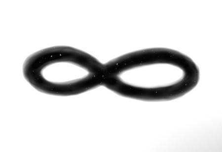 black infinity sign on white with stars 3d renderの写真素材