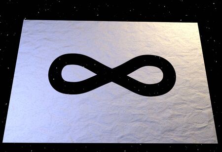 black infinity sign on white with stars 3d renderの写真素材
