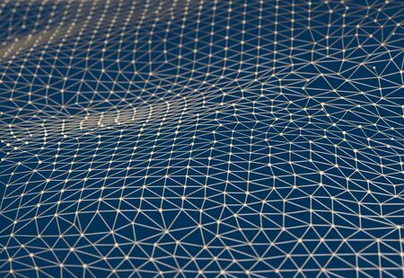Abstract blue background of pipes and connections dots 3d render