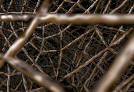 Braided Net Basket Background on black 3d renderの写真素材