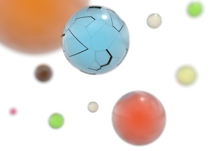 3d flying shining color balls with reflection 3d renderの写真素材