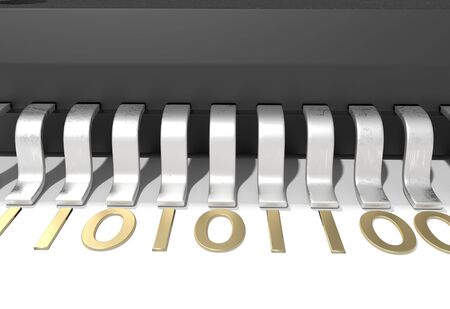 Electonic components microchips leg contacts with binary bus isolated 3d illustrationの写真素材