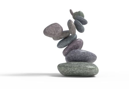 broken balancie falling stones set 3d illustrationの写真素材