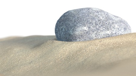 Stone in the sand. 3d illustrationの写真素材