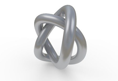 grey steel knot, 3D illustration isolated on whiteの写真素材