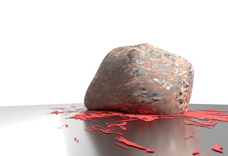 stone smash and small blood on reflective floor 3d renderの写真素材
