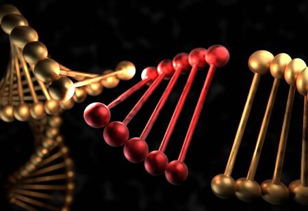 The DNA molecule with defective gene 3d illustrationの写真素材