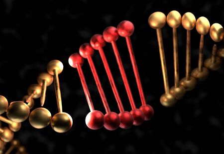 The DNA molecule with defective gene 3d illustrationの写真素材