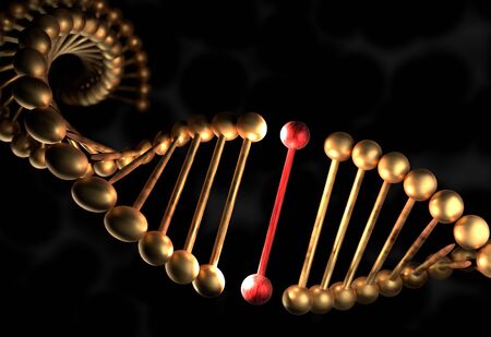 The DNA molecule with defective gene 3d illustrationの写真素材