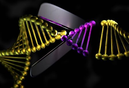 DNA cut the part with a scissor 3d illustrationの写真素材